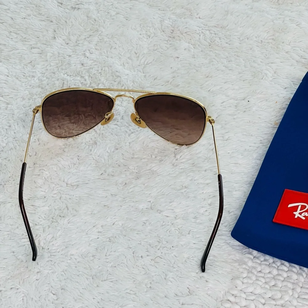 Ray-Ban Toddler Aviator Sunglasses Gold Frame Brown Lenses Baby Kids - Picture 5 of 11